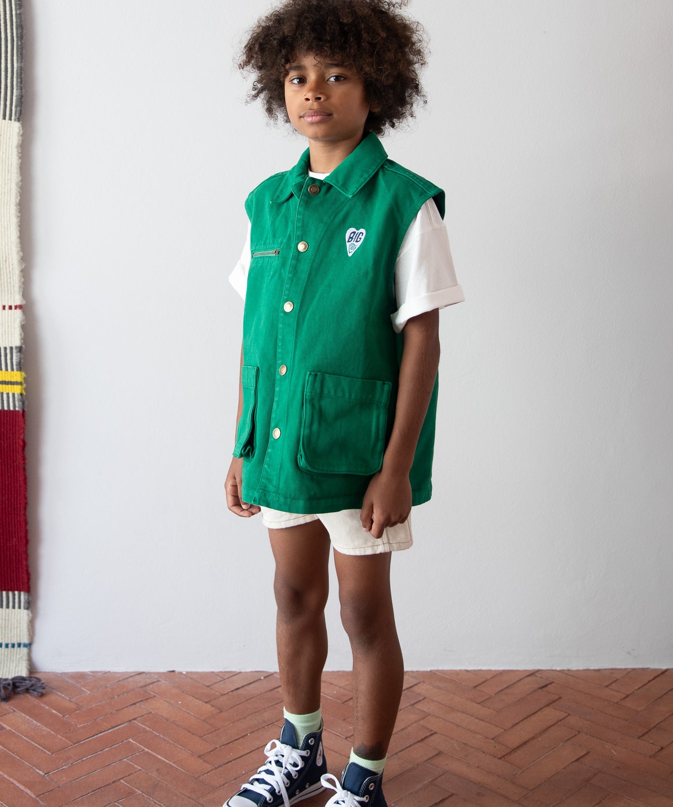 Green Denim Sleeveless Jacket