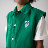 Green Denim Sleeveless Jacket