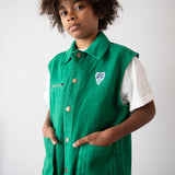 Green Denim Sleeveless Jacket