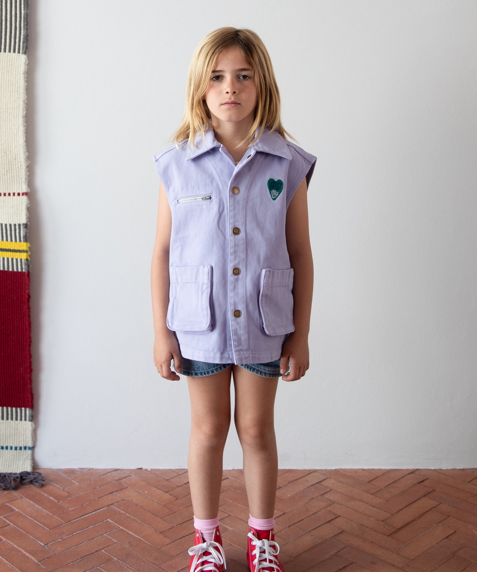 Purple Denim Sleeveless Jacket