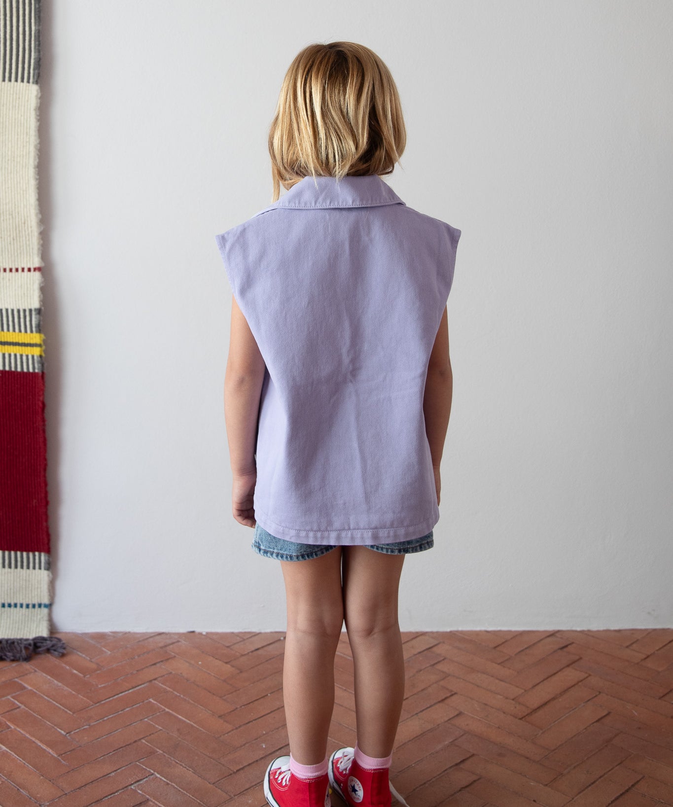 Lilac Denim Sleeveless Jacket