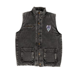 Grey Denim Sleeveless Padded Jacket