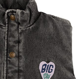 Grey Denim Sleeveless Padded Jacket