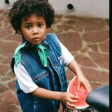 Blue Denim Sleeveless Padded Jacket