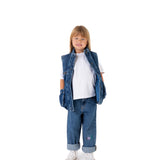 Blue Denim Sleeveless Padded Jacket