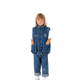 Blue Denim Sleeveless Padded Jacket